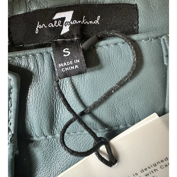 7 For All Mankind Smoky Blue Faux Leather Pants 5-Pocket Womens Size Small - Picture 5 of 8